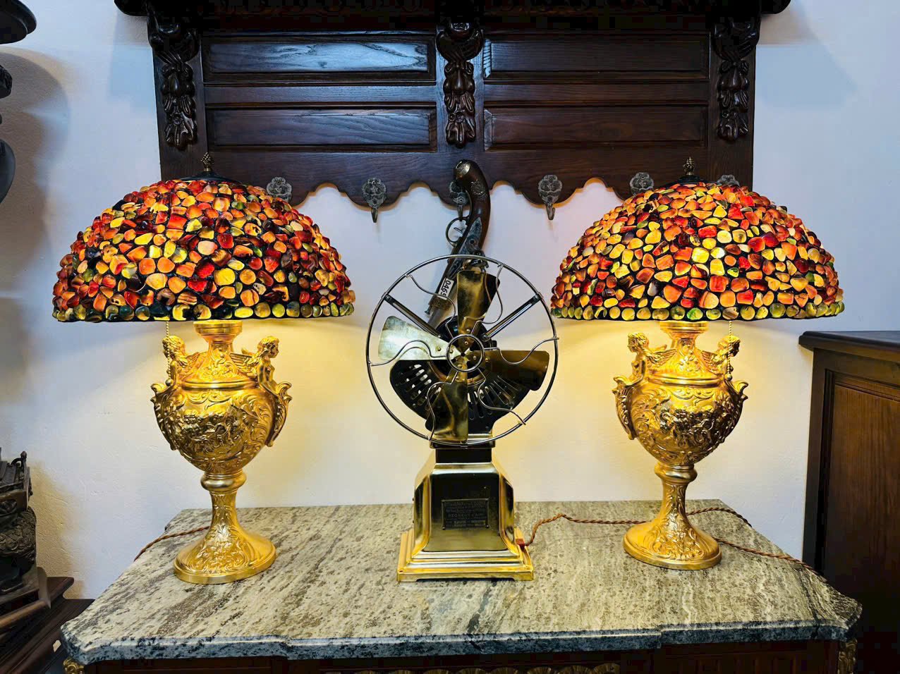 [PH0042] ĐÔI ĐÈN TIFFANY cu tí chao đá